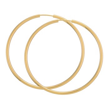 BNH Dame blanke 14 kt rødguld Øre creoler, Ø 50 mm x 2,0 mm